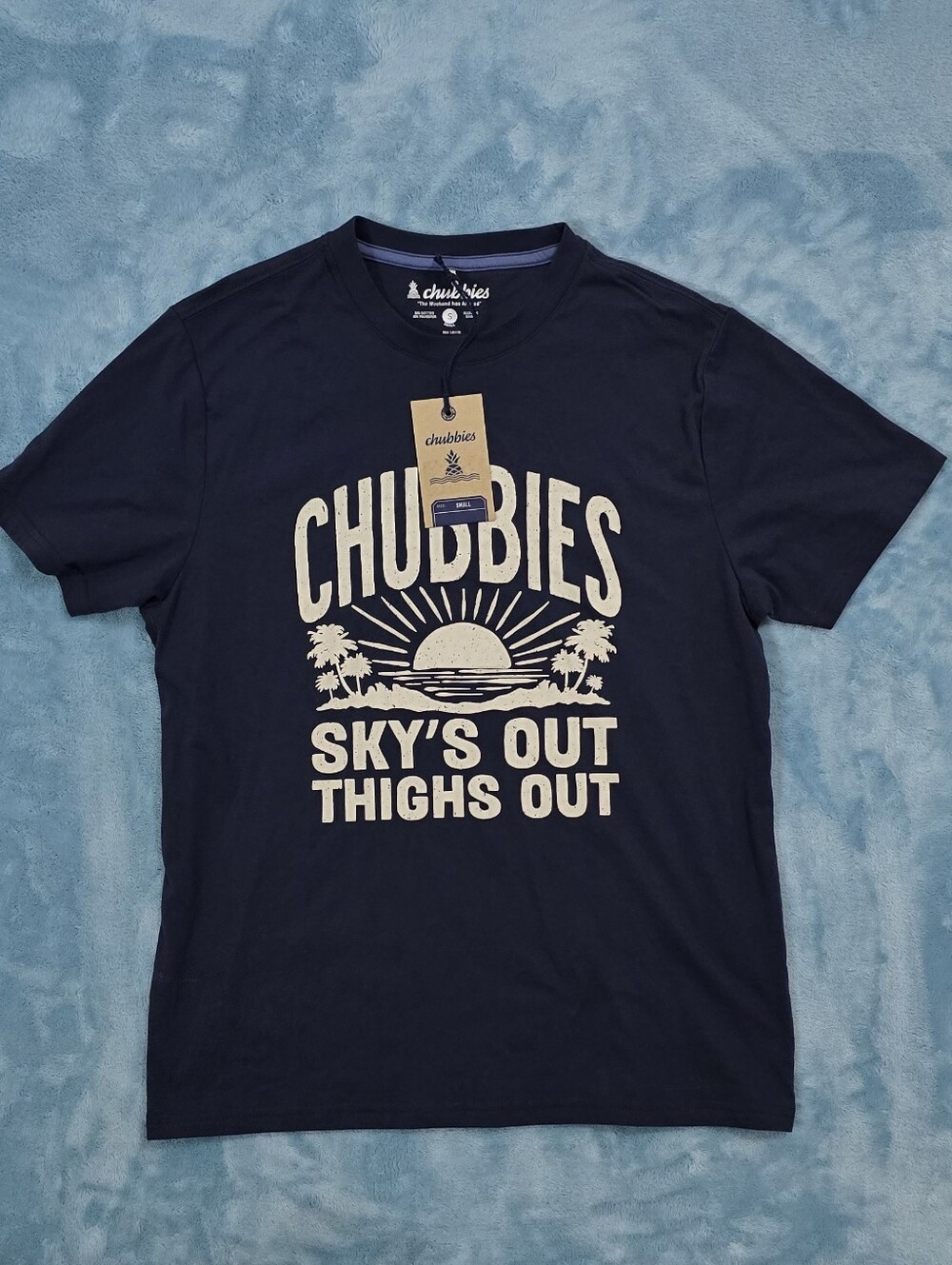 chubbies Navy Short-Sleeve Graphic Tee with Cream Print
